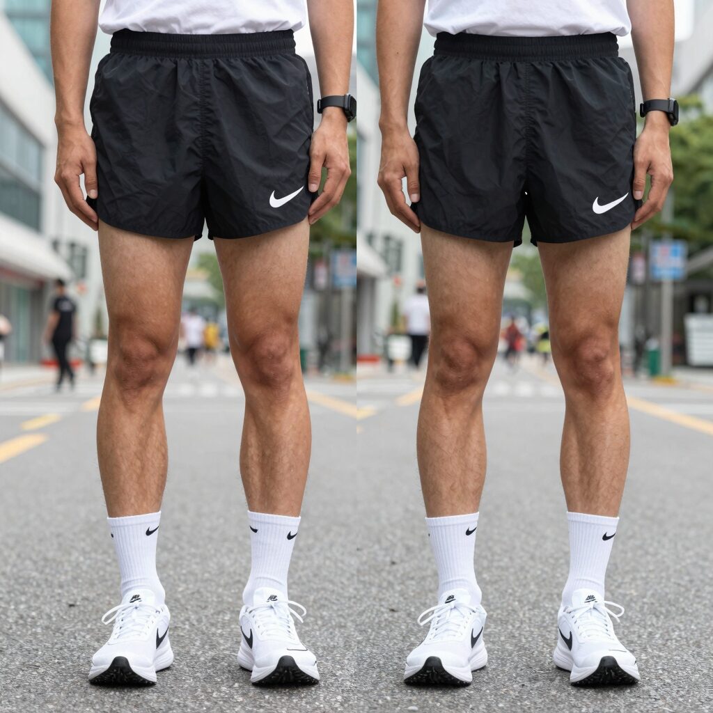 나이키 러닝 쇼츠 5인치와 7인치 길이 비교