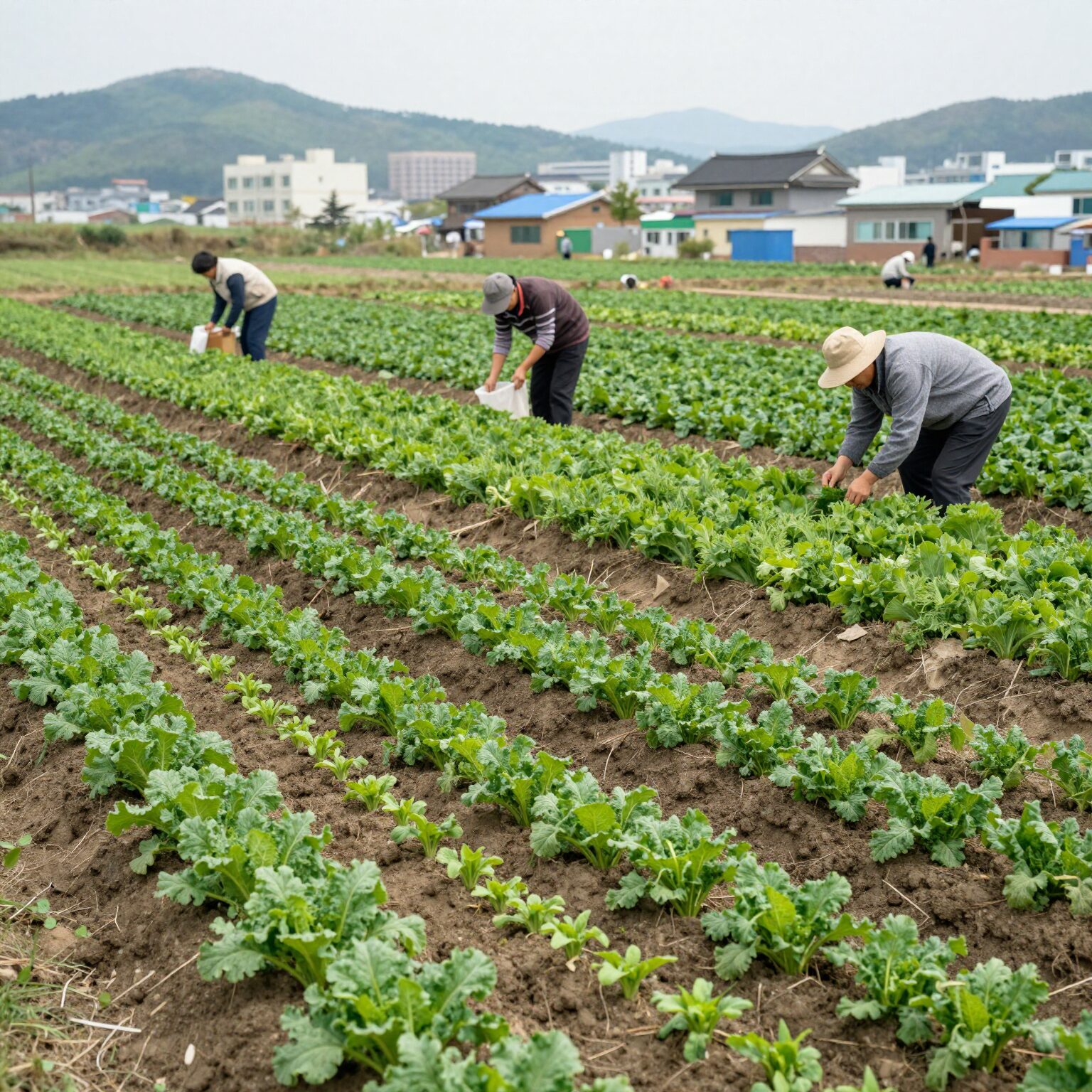 김장무 씨앗 파종 후 잘 자란 무밭 모습