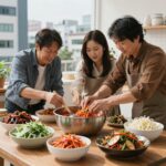 우무묵 무침 새콤달콤 여름 별미 레시피 우무묵 무침 만들기 재료와 양념장을 담은 사진