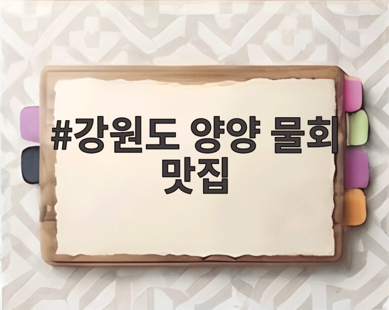 강원도 양양 물회 맛집