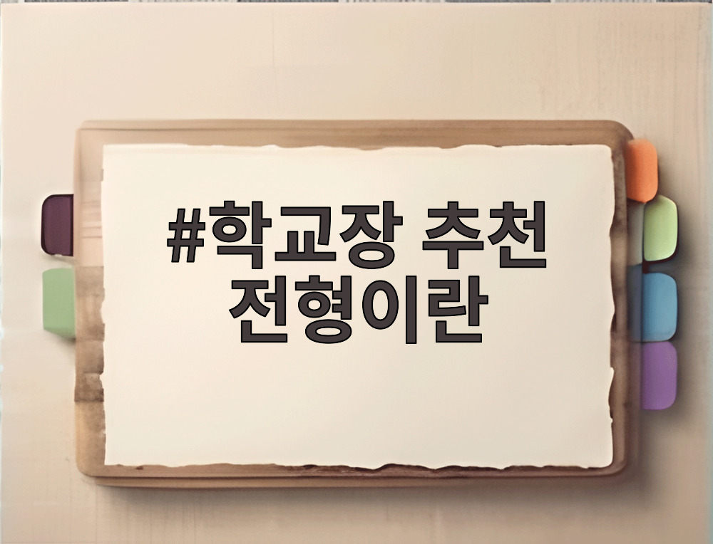 학교장 추천 전형이란