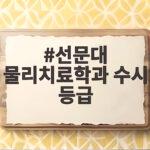 선문대 물리치료학과 수시 등급 합격선 선문대 물리치료학과 수시 등급
