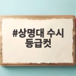 상명대 수시 등급컷 합격선 분석 상명대 수시 등급컷