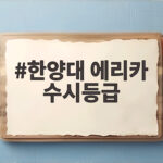한양대 에리카 수시등급